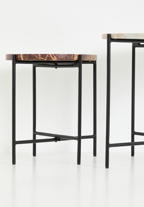 SF Collection - Spence marble Nesting Tables - Natural