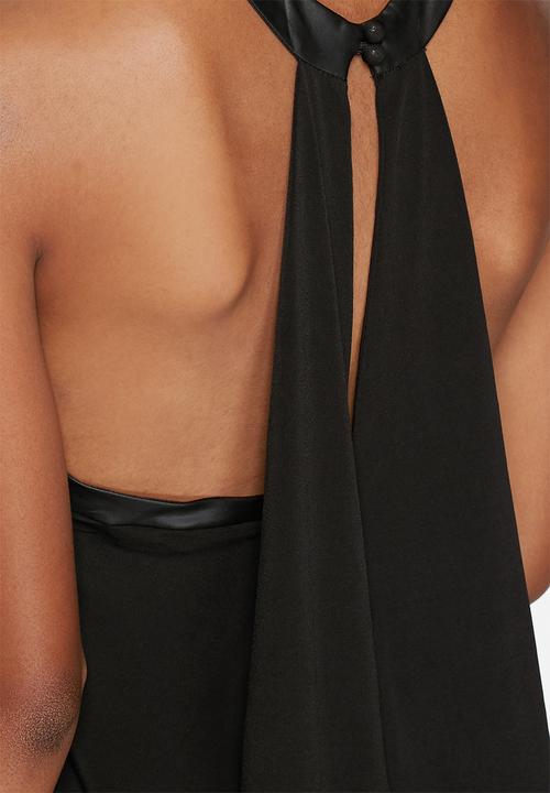 GUESS - PU Trim Draped Halter Top