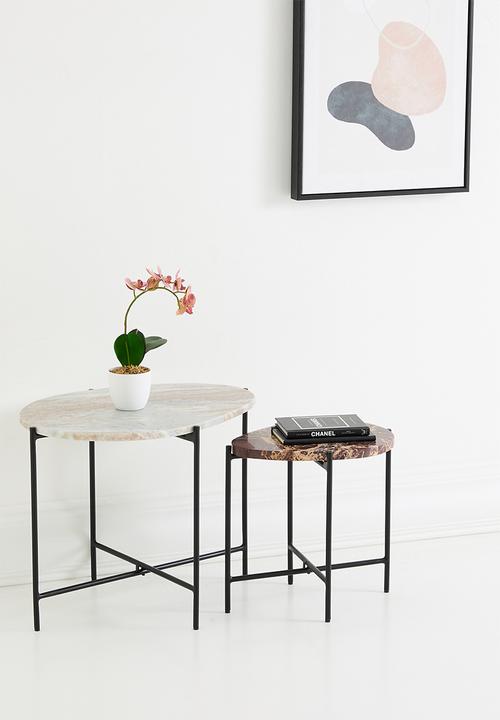 SF Collection - Spence marble Nesting Tables - Natural