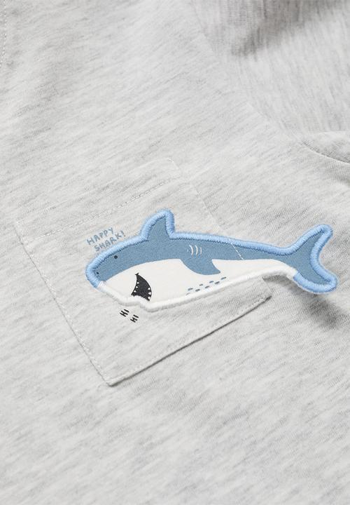 MANGO - T-shirt shark - light/pastel gray