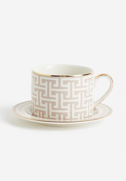 H&M - Small porcelain plate - beige, multi