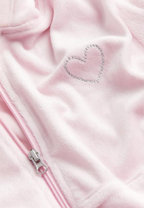 H&M - Velour zip-through hoodie - pink