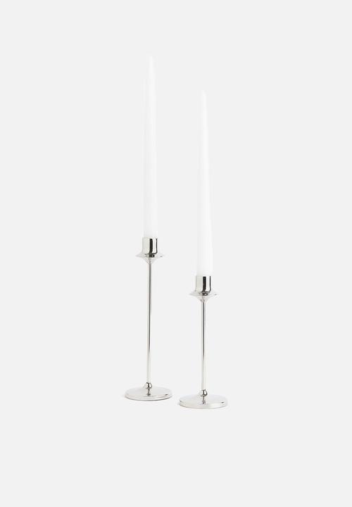 H&M - Metal candlestick - Silver-coloured