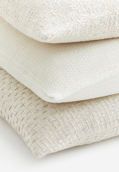 H&M - 3-Pack structure-weave cushion covers - Light beige
