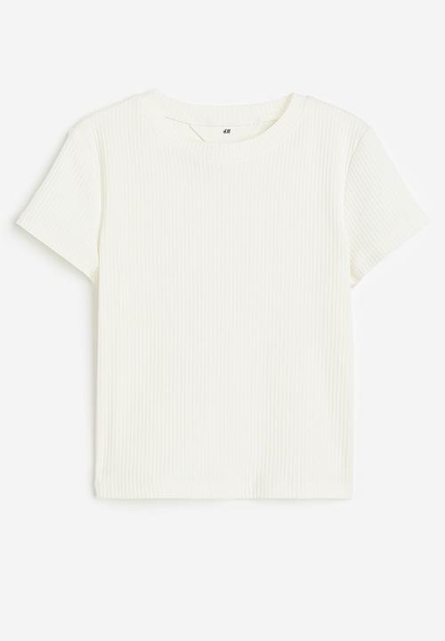 H&M - Ribbed cotton jersey top - white