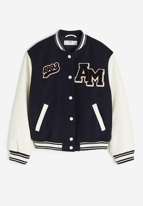H&M - Appliquéd baseball jacket - blue