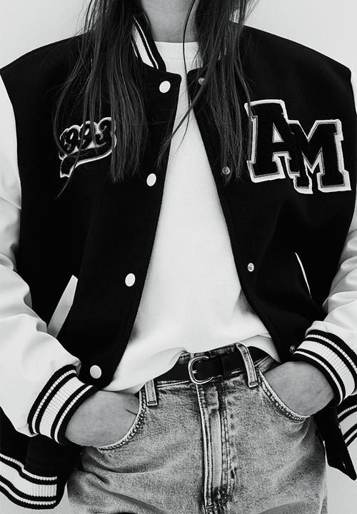 H&M - Appliquéd baseball jacket - blue