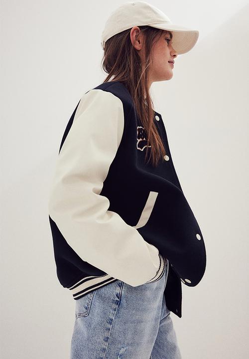 H&M - Appliquéd baseball jacket - blue
