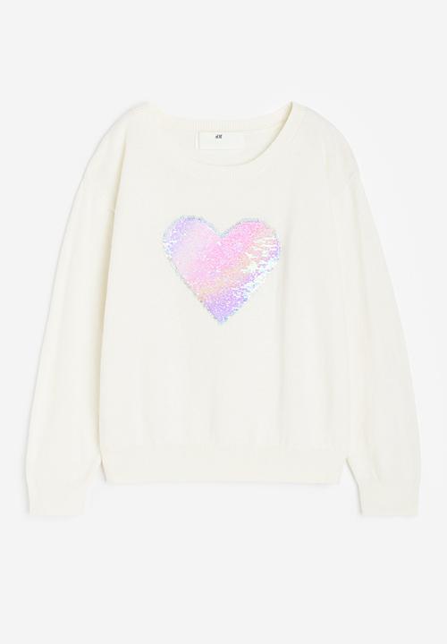 H&M - Reversible sequin-motif jumper - white