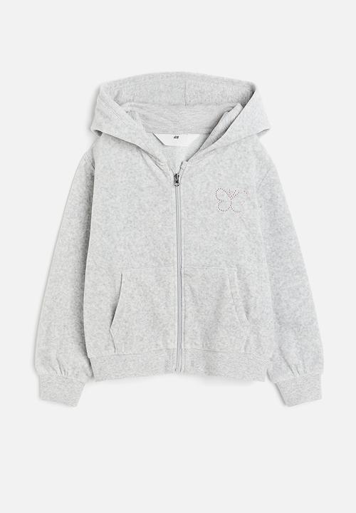 H&M - Velour zip-through hoodie - grey
