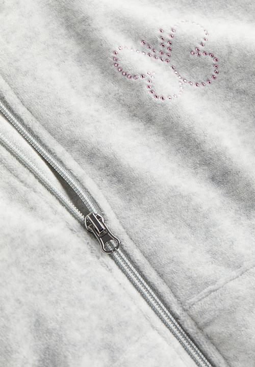 H&M - Velour zip-through hoodie - grey