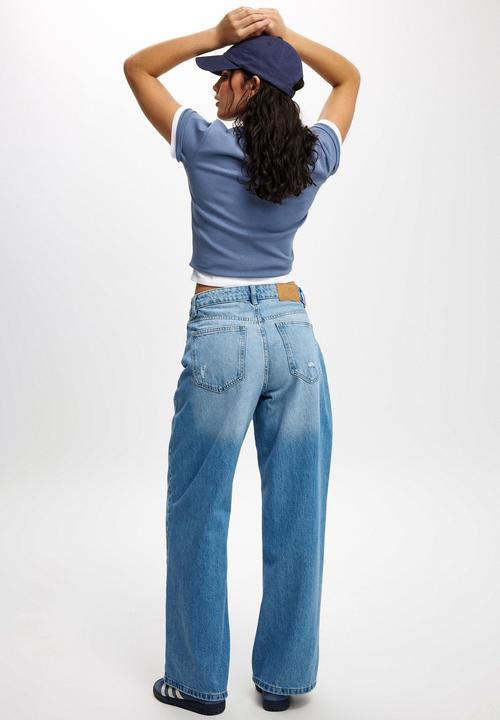 Cotton On - Relaxed Wide Jean - Breeze Blue Worn
