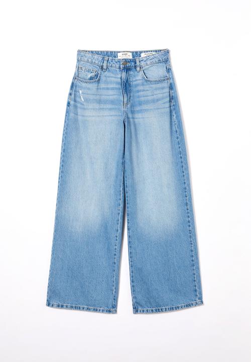 Cotton On - Relaxed Wide Jean - Breeze Blue Worn