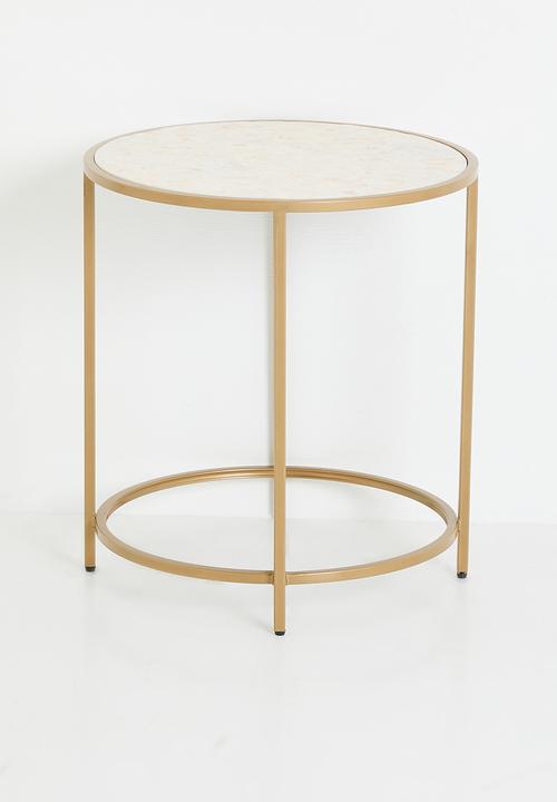 Sixth Floor - Estelle inlay metal side table - gold