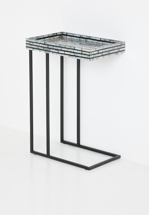 Sixth Floor - Kendo inlay metal side table - black