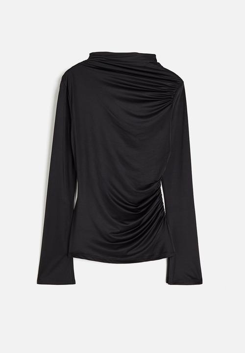 H&M - Draped jersey top - black