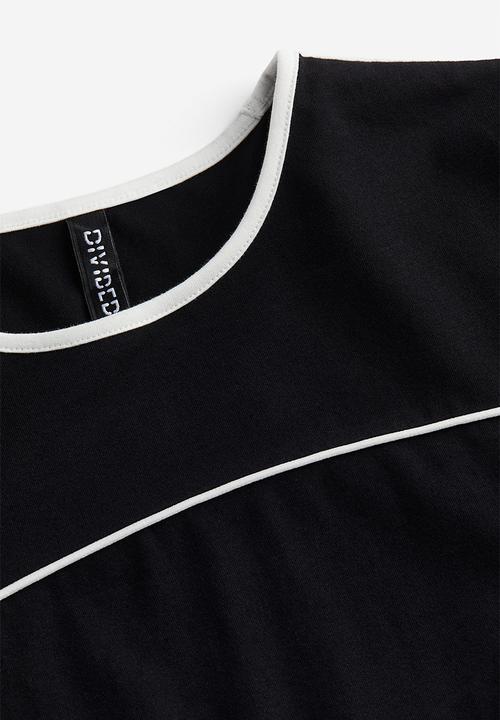 H&M - Piping-detail top - black,multi