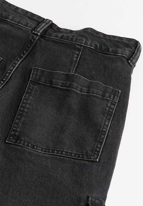 H&M - Denim cargo trousers - black