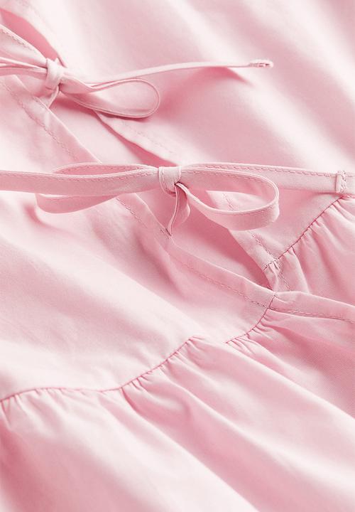 H&M - Tie-detail puff-sleeved blouse - pink