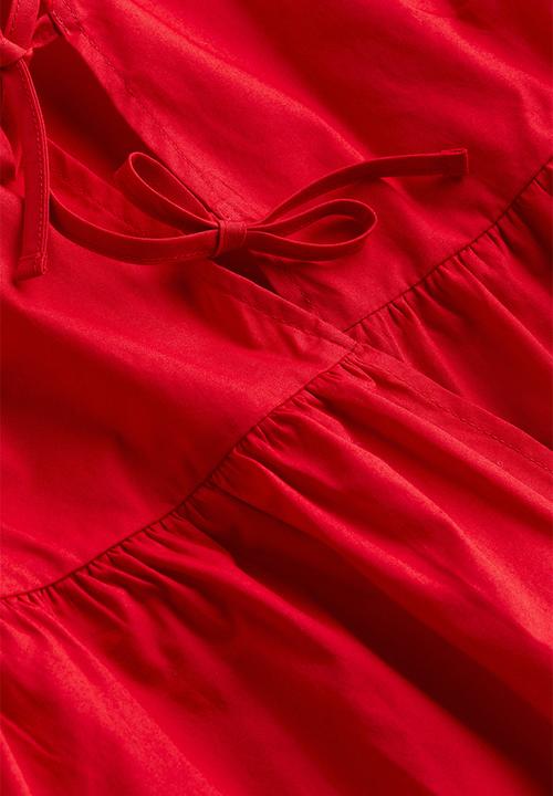H&M - Tie-detail puff-sleeved blouse - red