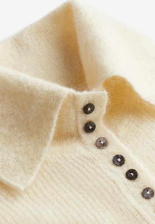 H&M - Mohair-blend collared top - white