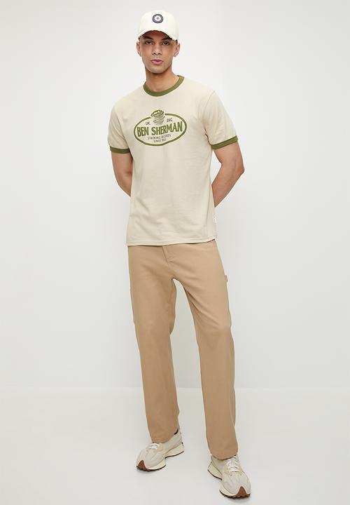 Ben Sherman - River brand driver tee shirt - neutral & olive 