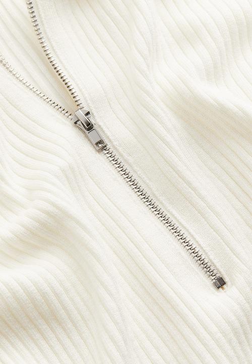 H&M - Zip-top rib-knit top - white