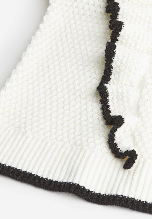 H&M - Frill-trimmed textured-knit jumper - white multi