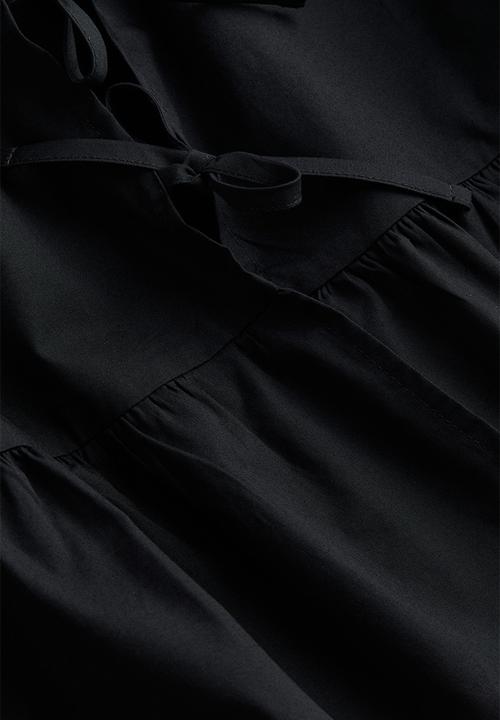 H&M - Tie-detail puff-sleeved blouse - black