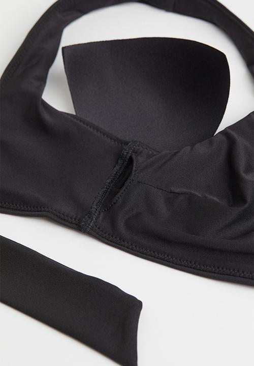 H&M - Padded tie-back bikini top - black