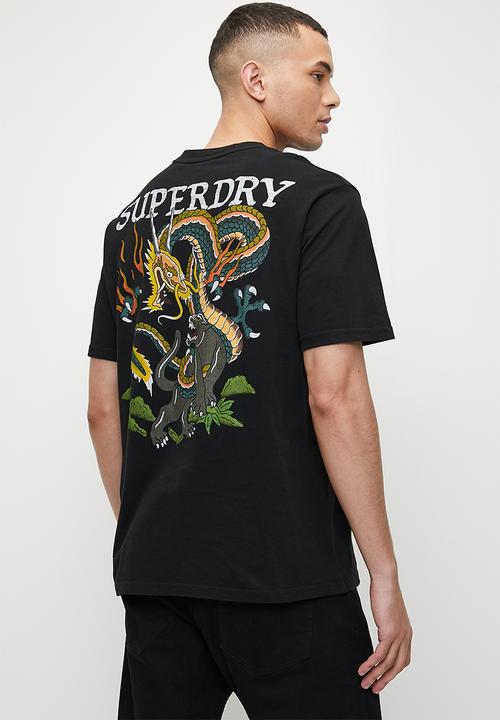 Superdry. - Tattoo Graphic Loose Fit T-Shirt - Washed Black