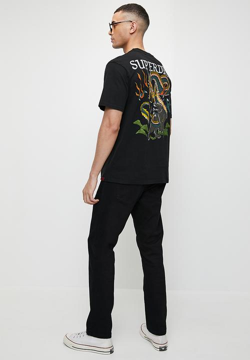Superdry. - Tattoo Graphic Loose Fit T-Shirt - Washed Black