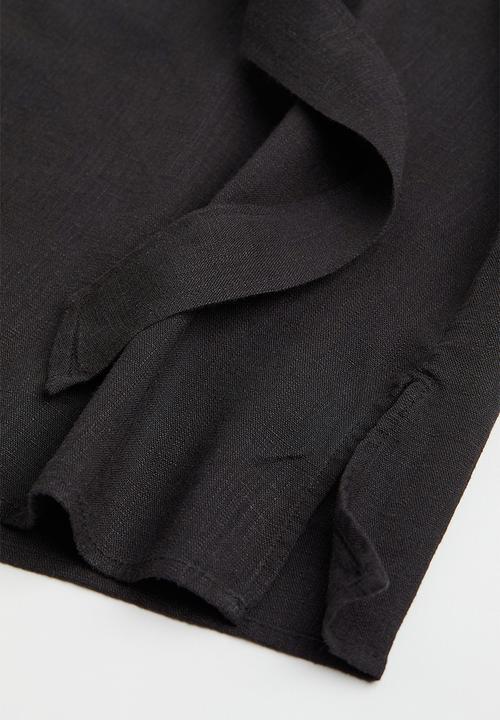 H&M - V-neck linen-blend dress - black