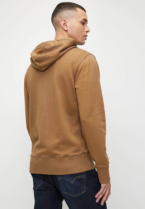 Superdry. - Contrast Stitch Relaxed Zip Hoodie - Washed Classic Brown Camel
