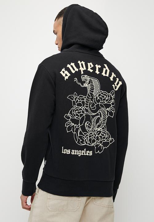 Superdry. - Tattoo Graphic Loose Ziphood - Jet Black