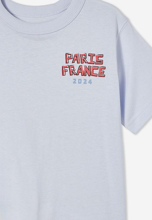 Cotton On - Jonny short sleeve print tee - morning blue/paris france