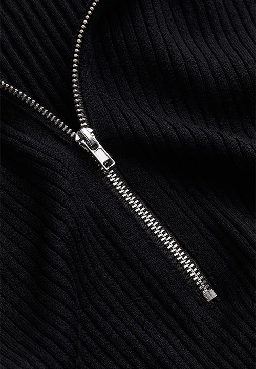 H&M - Zip-top rib-knit top - black