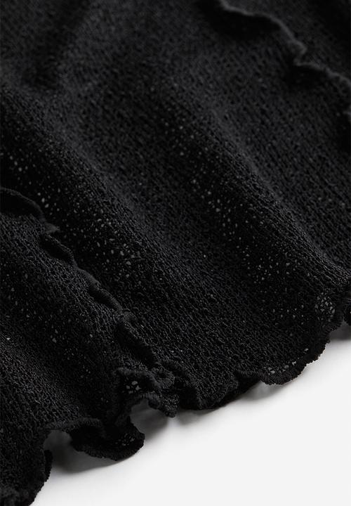 H&M - Overlock-detail knitted top - black