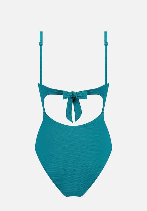 Hunkemoller - Relief twist Swimsuit - deep teal