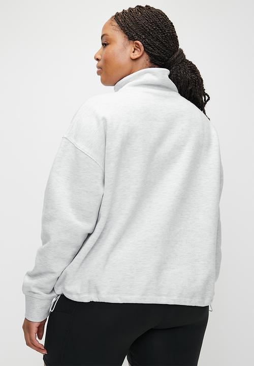 Cotton On - Plus Plush Rib Half Zip Jumper - Cloudy Grey Marle