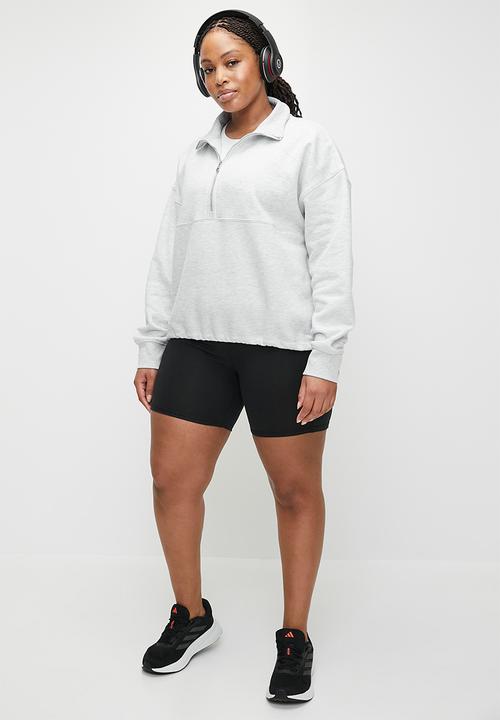 Cotton On - Plus Plush Rib Half Zip Jumper - Cloudy Grey Marle