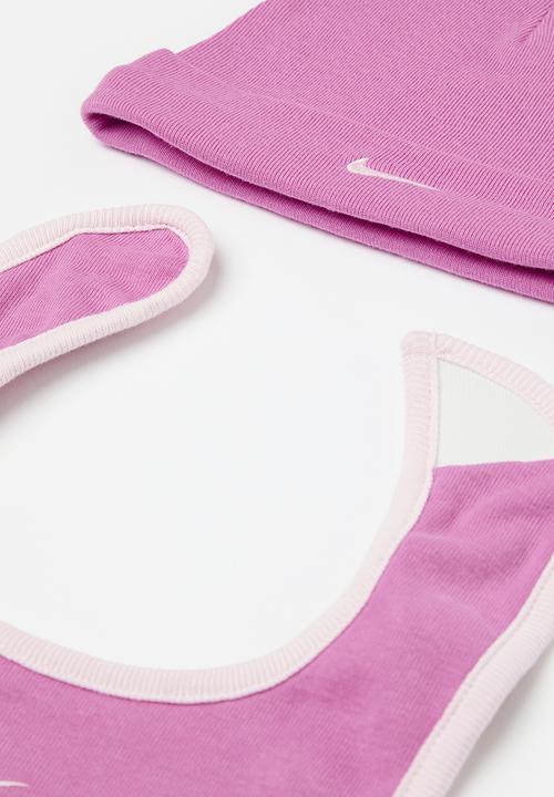 Nike - Nhn 3pc romper, hat, bib set - pink foam