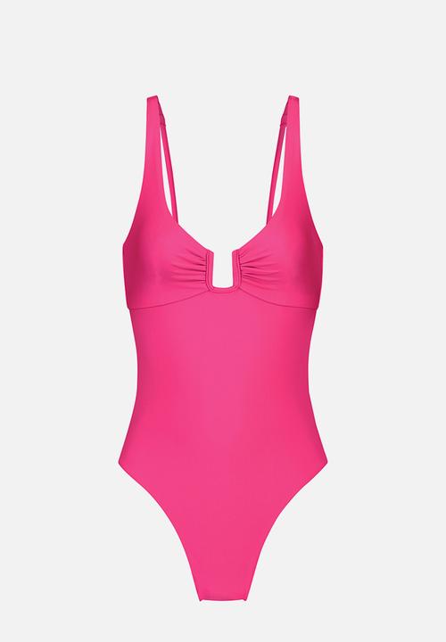 Hunkemoller - Naples U wire shaping swimsuit - hot pink