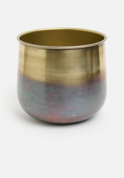 H&S - Brassed planter set of 2 - gold