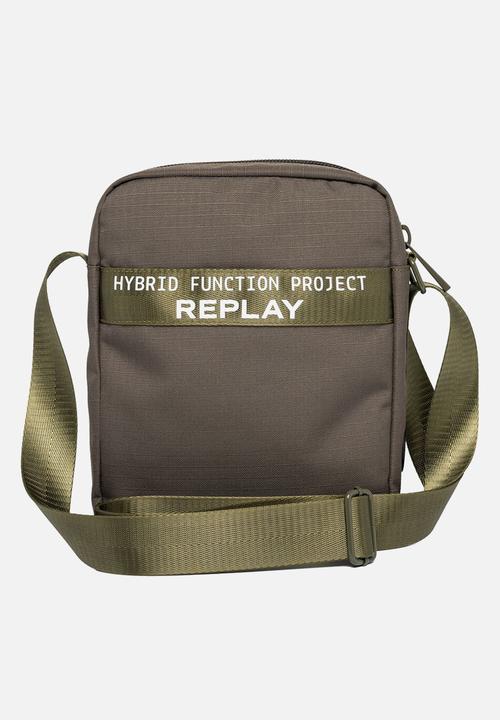Replay - Crinckle nylon pu bag - dk mouse grey