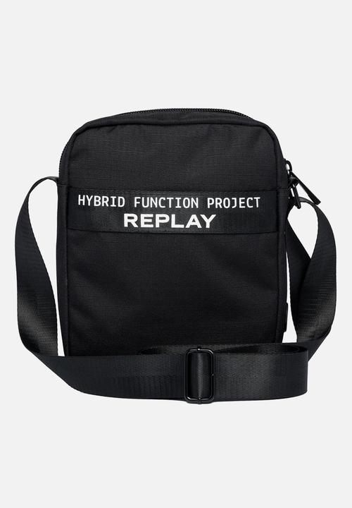 Replay - Polyester ripstop + waxed poly ripstop bag - black