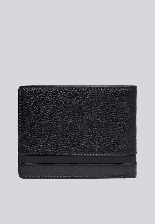Replay - Hammered soft leather wallet/key case - black