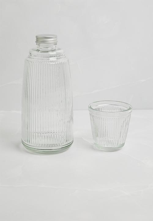 Excellent Houseware - Ribbed crafe and drinking glass set - clear