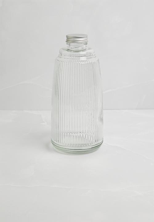 Excellent Houseware - Ribbed crafe and drinking glass set - clear