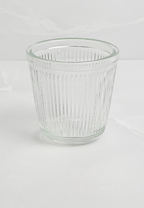 Excellent Houseware - Ribbed crafe and drinking glass set - clear